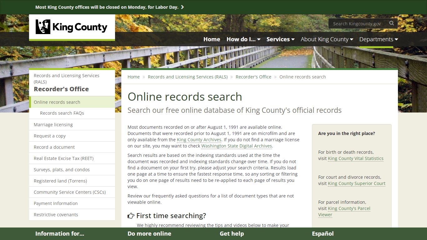 Online records search - King County - King County, Washington